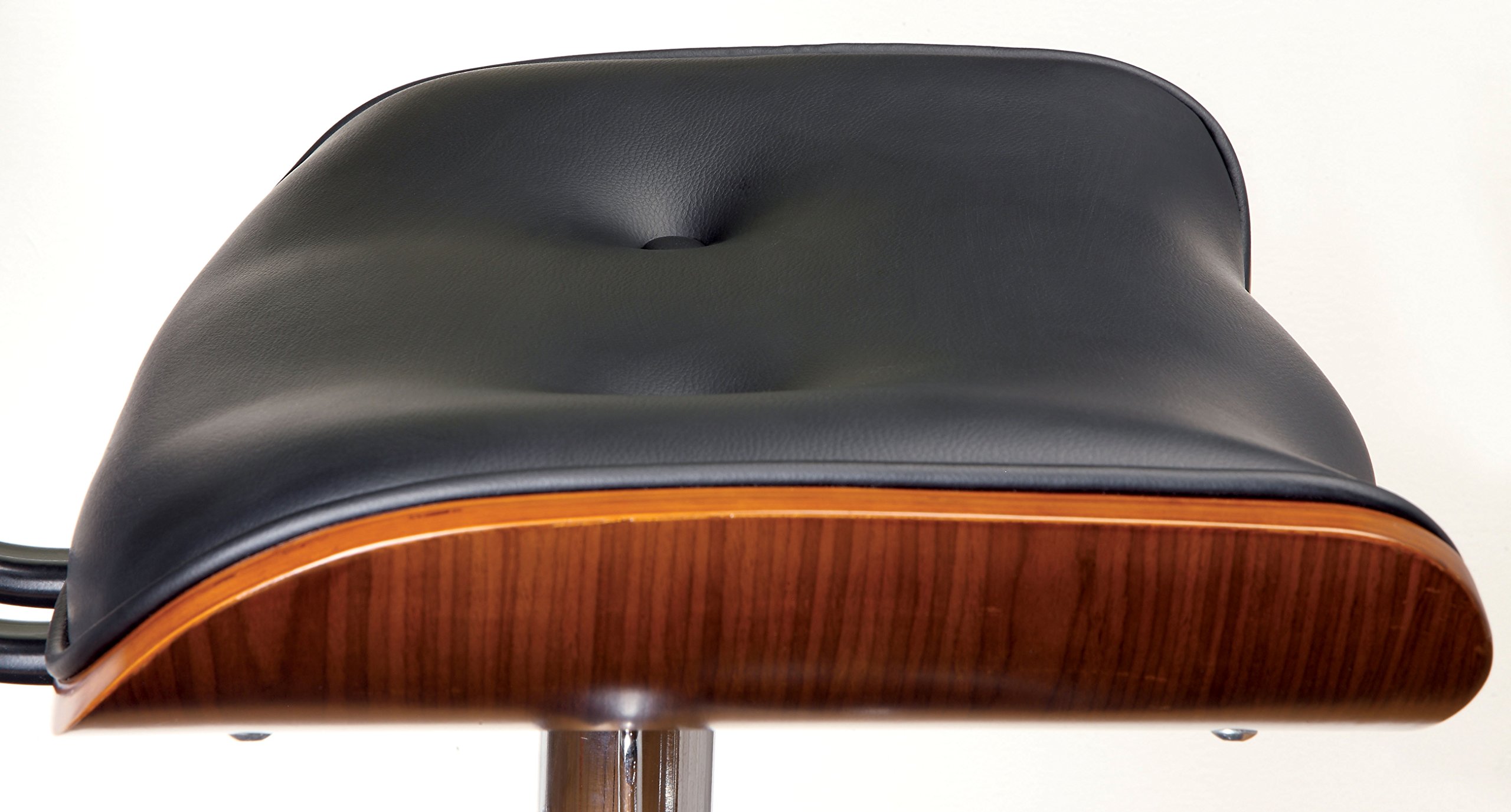 Furniture of America Mikkeli Leatherette Swivel Bar Stool - Black Leather-Like Adjustable Height Counter Stool for Kitchen Island, Bar & Dining Room
