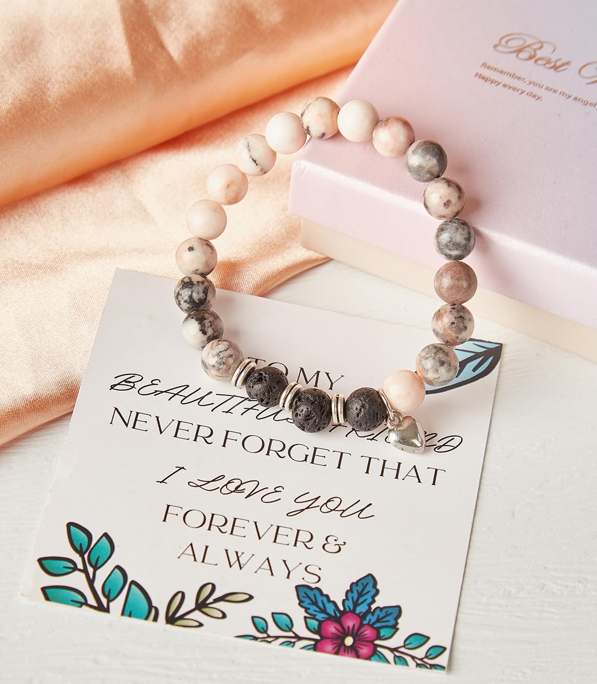 Natural Stone Friendship Bracelet for Women - Inspirational Gift for Coworker, Best Friend, Her - Perfect for Daily Wear, Office, and Special Occasions