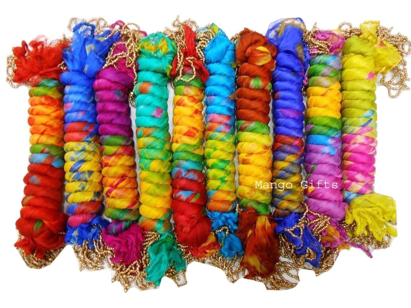 10-Piece Women's Tie-Dye Chiffon Scarves Set - Multicolor Bohemian Dupatta, Bandana & Fashion Accessories for Hippie, Gypsy & Boho Style | Perfect for Festivals, Beach Outfits & Layered Looks