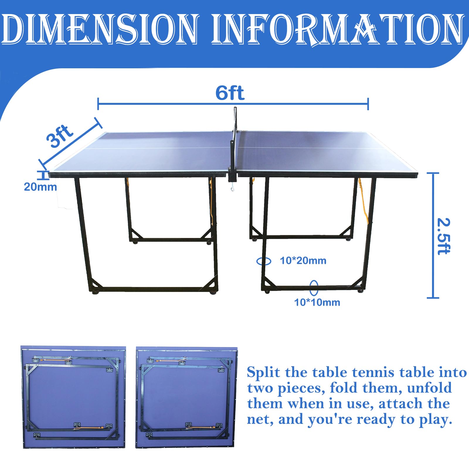 Foldable & Portable Table Tennis Set - Indoor/Outdoor Ping Pong Table with Net & Paddles | Perfect for Backyard, Garage, Office & Family Game Night