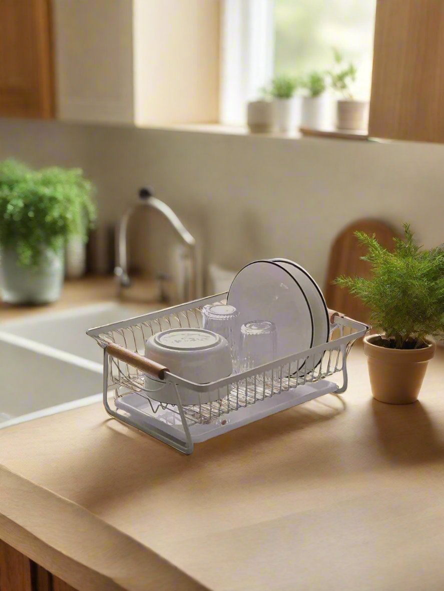 13x11 Dish Rack - Stainless Steel Kitchen Countertop Drying Rack for Plates, Bowls & Utensils - Space Saving Dish Drainer for Small Kitchens - Perfect for Apartments, Dorms & RVs