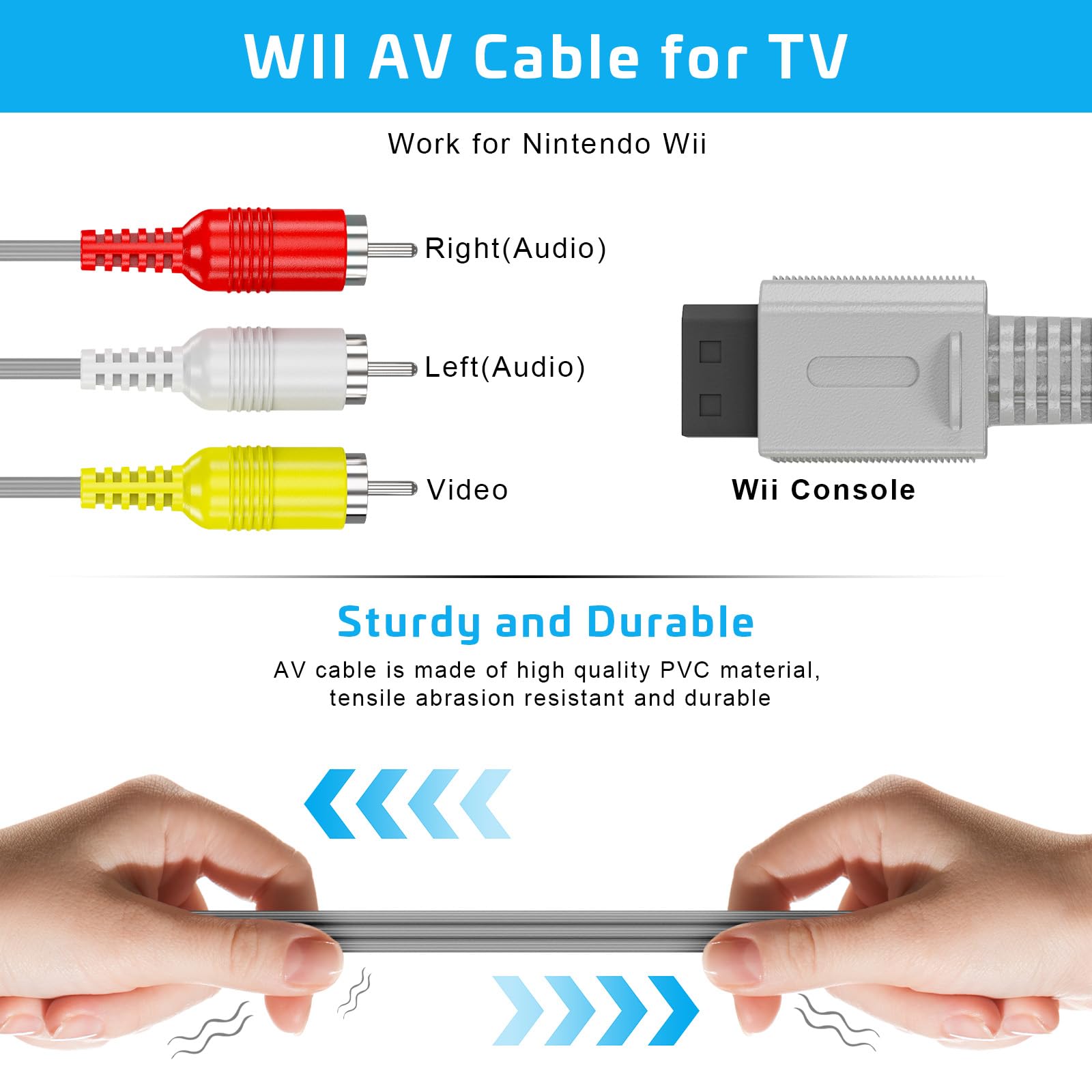 3-in-1 Wii Wired Motion Sensor Bar with AC Power Adapter & AV Cable - Compatible with Nintendo Wii (Not Wii U) | Perfect for Gaming Setup & Home Entertainment System