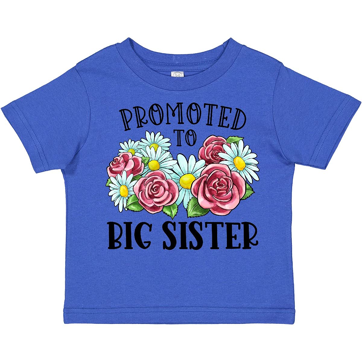 Promoted to Big Sister with Flowers Toddler T-Shirt | Cute Floral Sibling Announcement Shirt for Baby Girls | Perfect for Gender Reveal, Newborn Photos & Family Matching Outfits