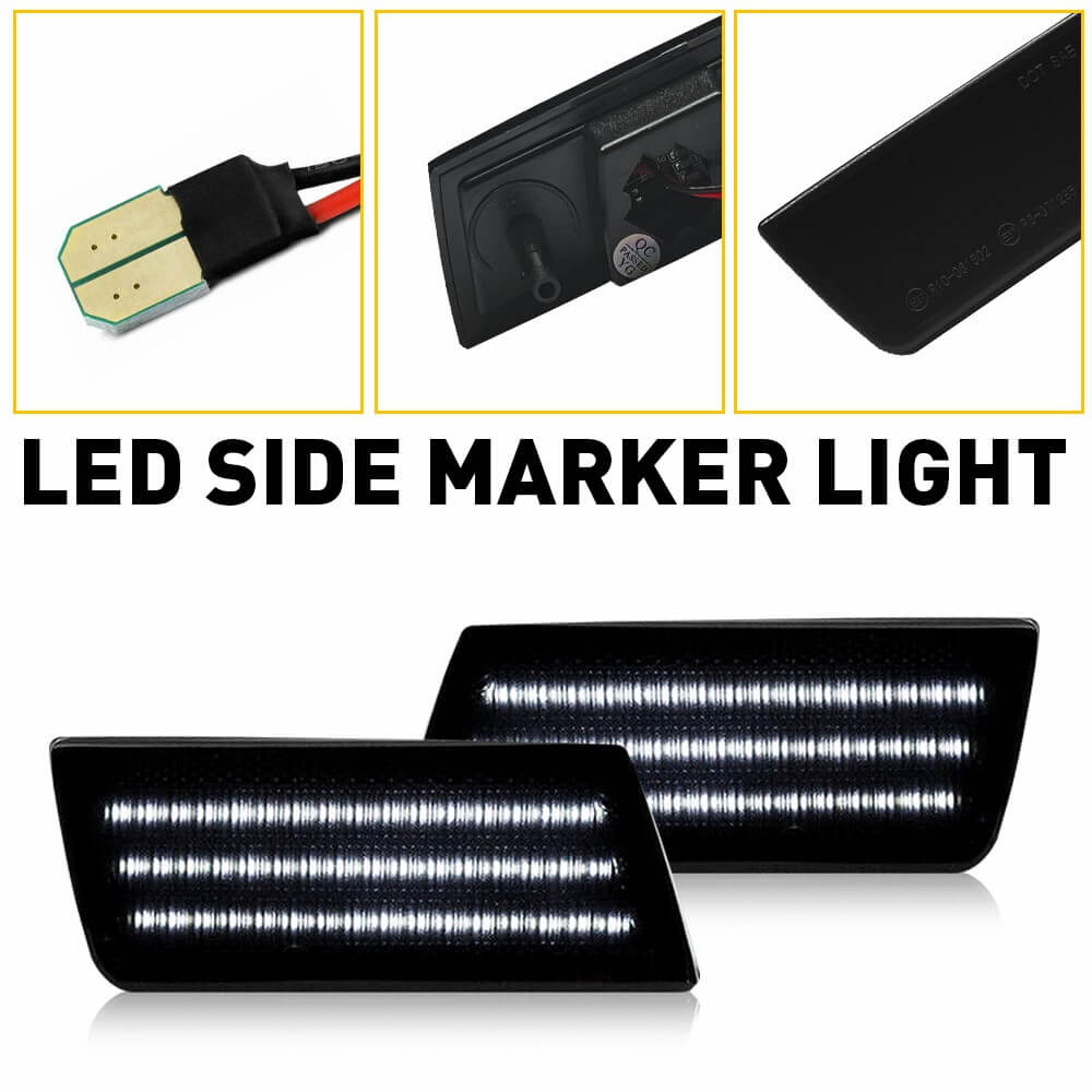 Smoked LED Front Side Marker Light Compatible with 2005-2014 Chrysler 300 - 3 Row Beams for Enhanced Visibility & Style - Perfect for Night Driving and Custom Car Upgrades