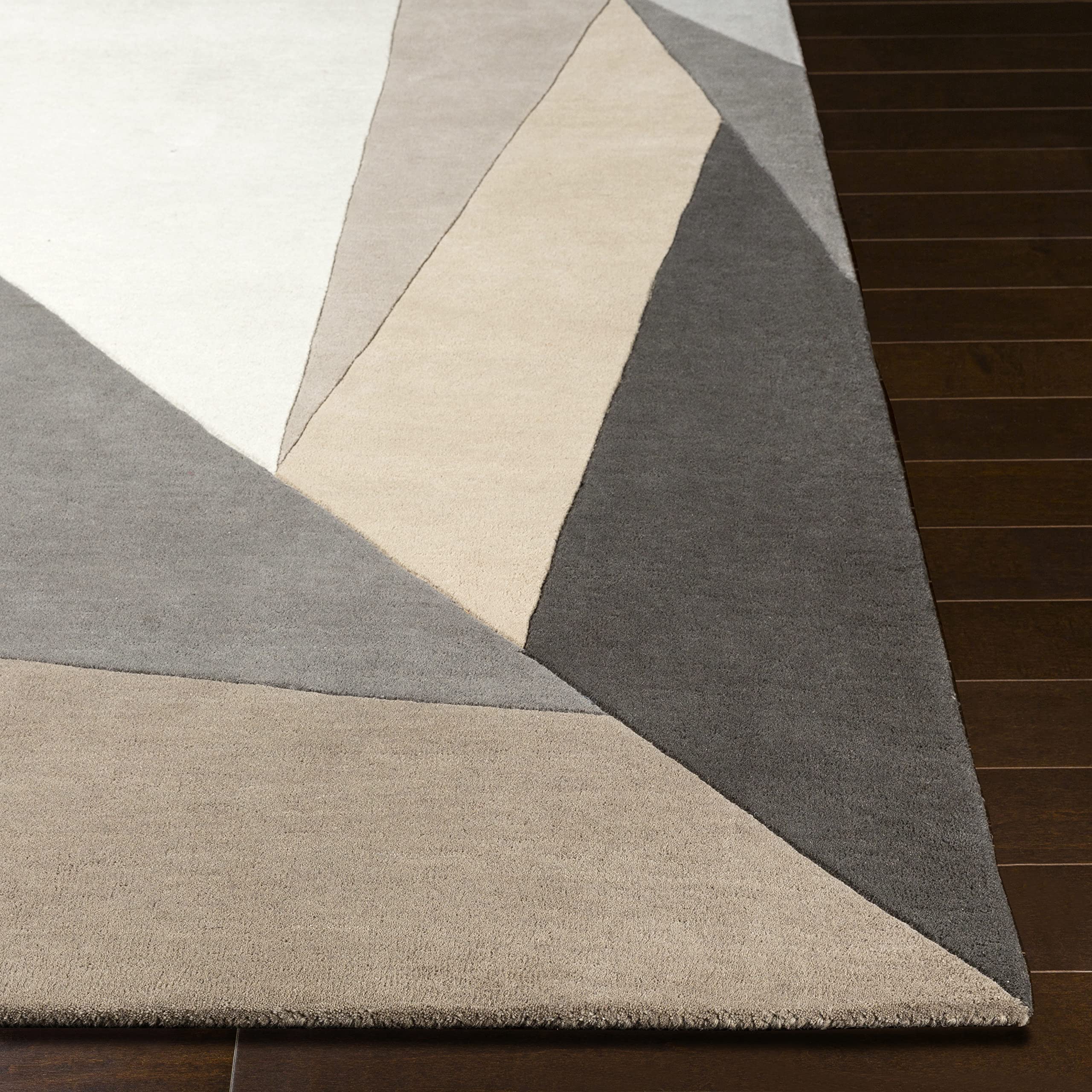 Premium 5x8 Modern Wool Area Rug - Soft Charcoal Grey & Brown Handmade Carpet for Living Room, Bedroom, Kitchen | Non-Slip & Durable Floor Mat for Home Decor, Office, Dining Area (5' x 8')