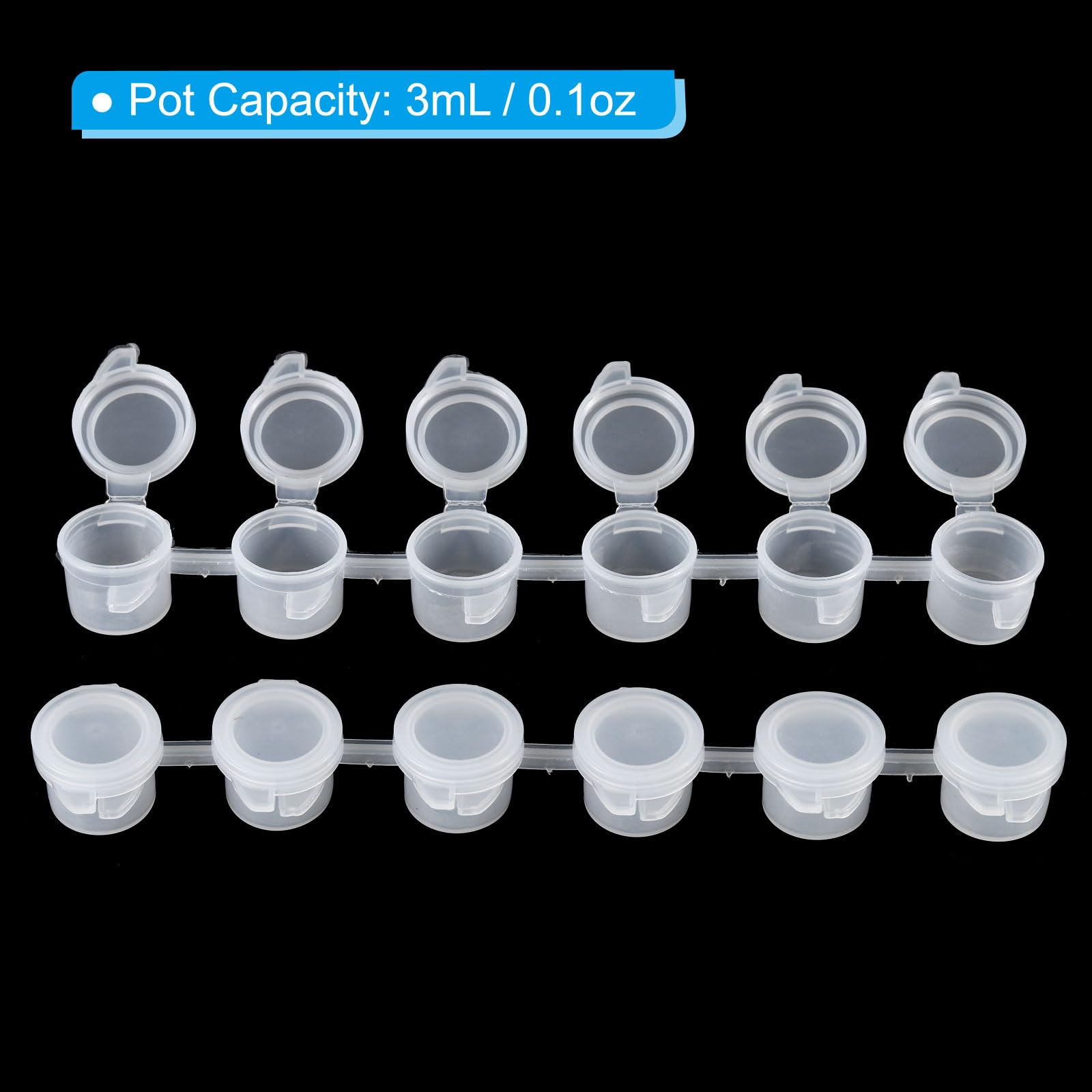 PATIKIL 48-Pack 3ml (0.1oz) Empty Paint Pots with Lids - Mini Paint Storage Containers with 30 Paint Brushes - Perfect for Art Classrooms, DIY Projects & Nail Art Supplies (Style 3)