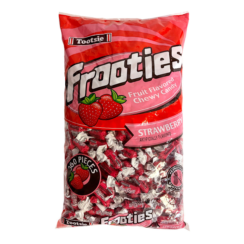 Frooties Strawberry Chewy Candy - 360 Count Bulk Bag | Sweet & Tangy Strawberry Flavored Soft Candy for Parties, Halloween Treats, Office Snacks & Movie Nights