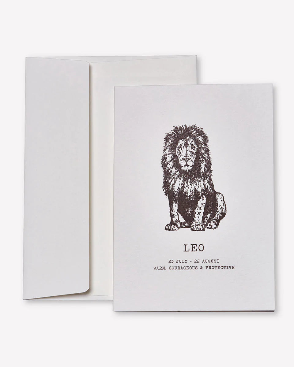 Zodiaque Moon | Leo Letterpress Greeting Card - Astrology Birthday Card for Leo Zodiac Sign - Perfect for Birthdays, Anniversaries & Special Occasions