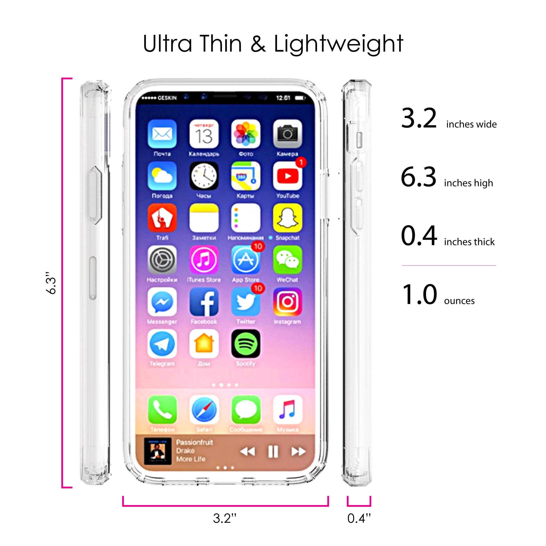 DistinctInk Clear Shockproof Hybrid Case for iPhone Xs MAX (6.5 Inch) - TPU Bumper with Acrylic Back & Tempered Glass Screen Protector - American Flag Design - Perfect for Outdoor Adventures, Travel, and Daily Protection