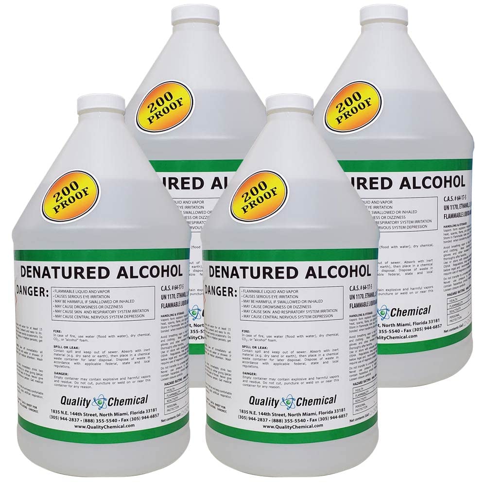 Premium Denatured Alcohol 200-Proof Ethyl Alcohol - 4 Gallon (512 oz) Bulk Cleaning Solvent for Industrial, Lab & Home Use | Perfect for Sanitizing, Degreasing & Surface Preparation