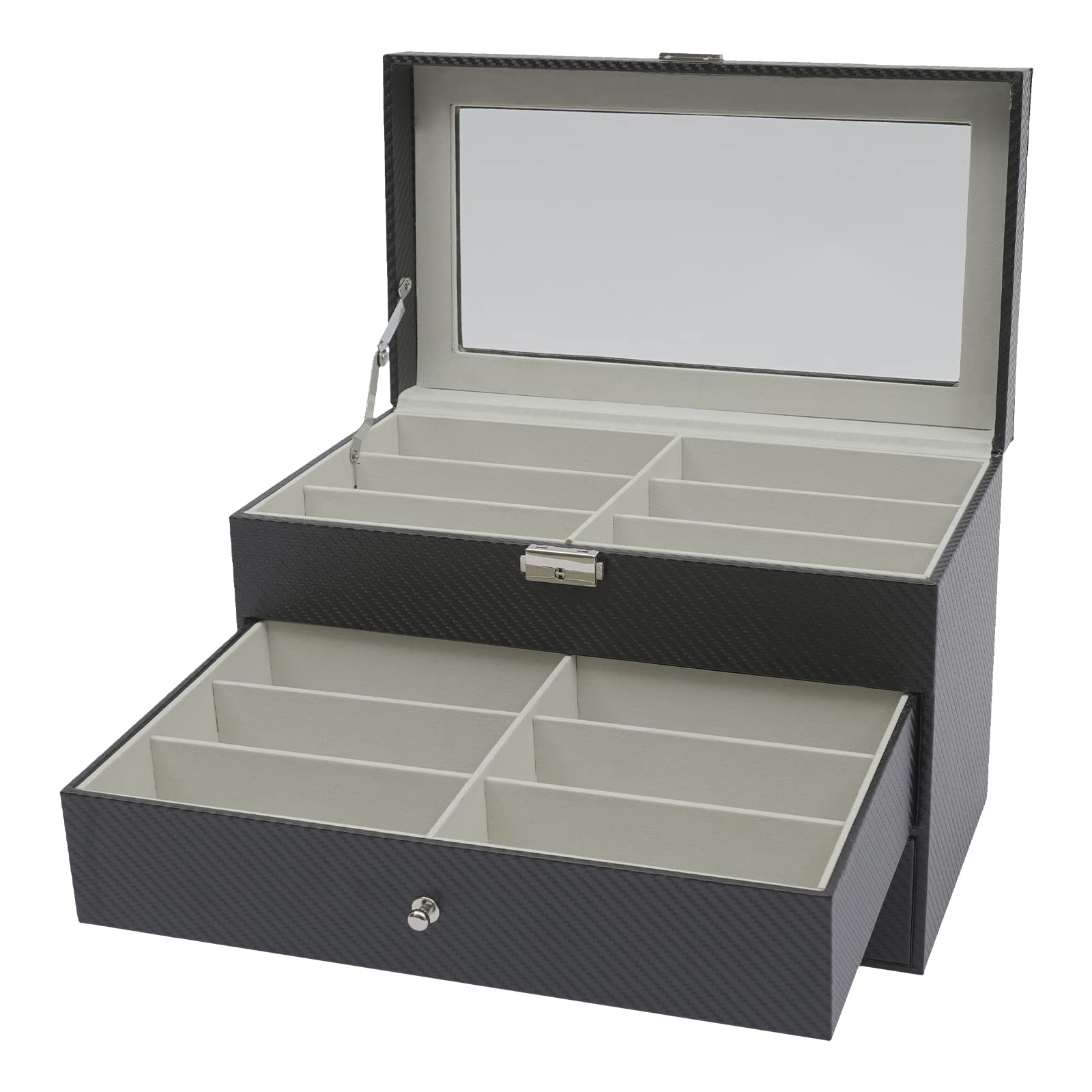 DNYSYSJ 18 Grids Sunglasses Storage Box - Eyewear Display Case with Lock - Perfect for Retail Stores, Home Organization & Travel Accessories