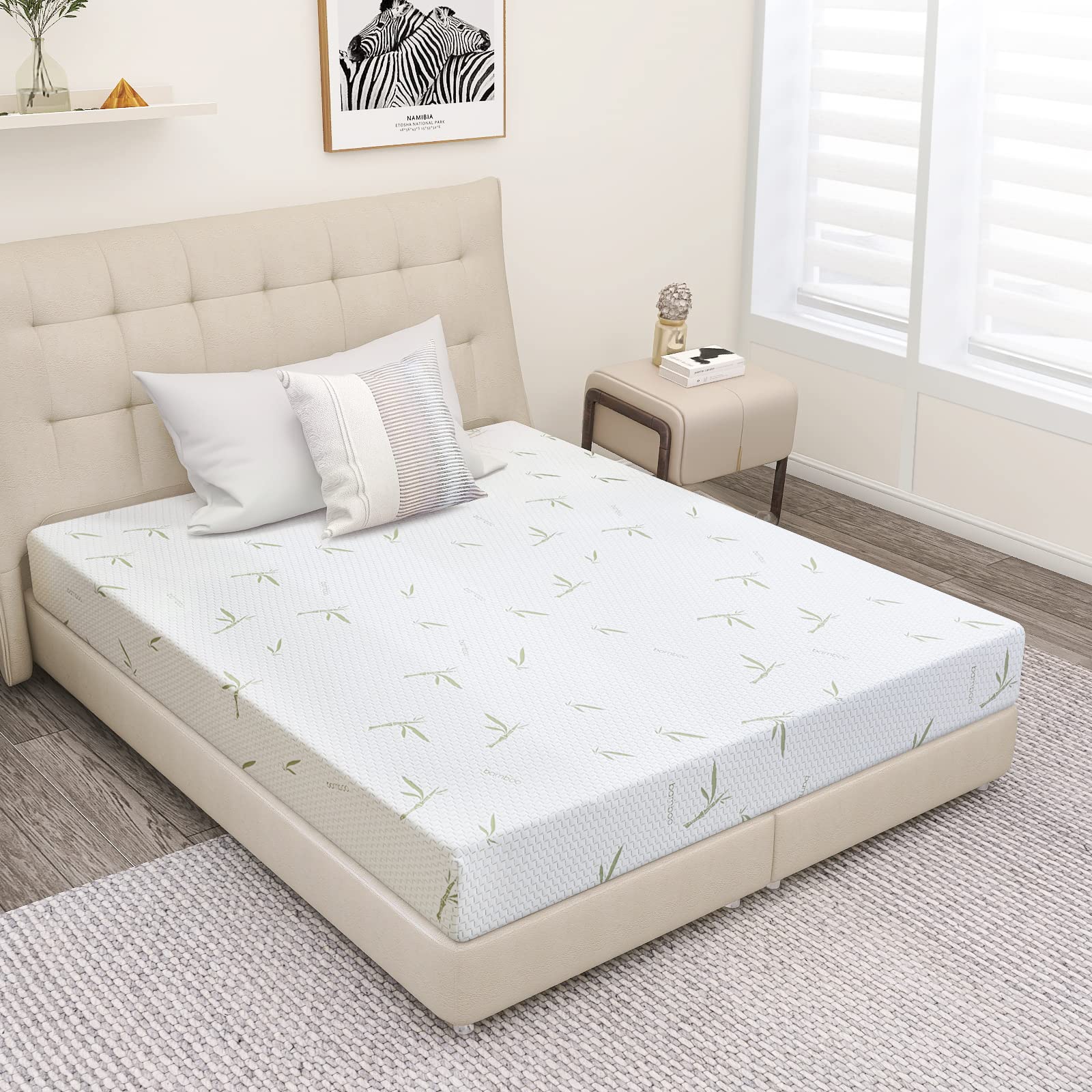 10 Inch Twin Size Gel Green Tea Memory Foam Mattress - Medium Firm, CertiPUR-US Certified, Breathable Bamboo Cover for Cool Sleep & Pressure Relief - Perfect for RV, Guest Room & Dorm Use - Made in USA