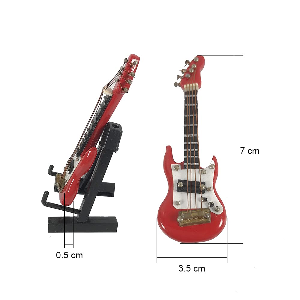 ALANO Mini Electric Guitar Ornament - 7cm Miniature Bass Guitar Model for Home Decor, Music Lover Gifts & Christmas Tree Decorations