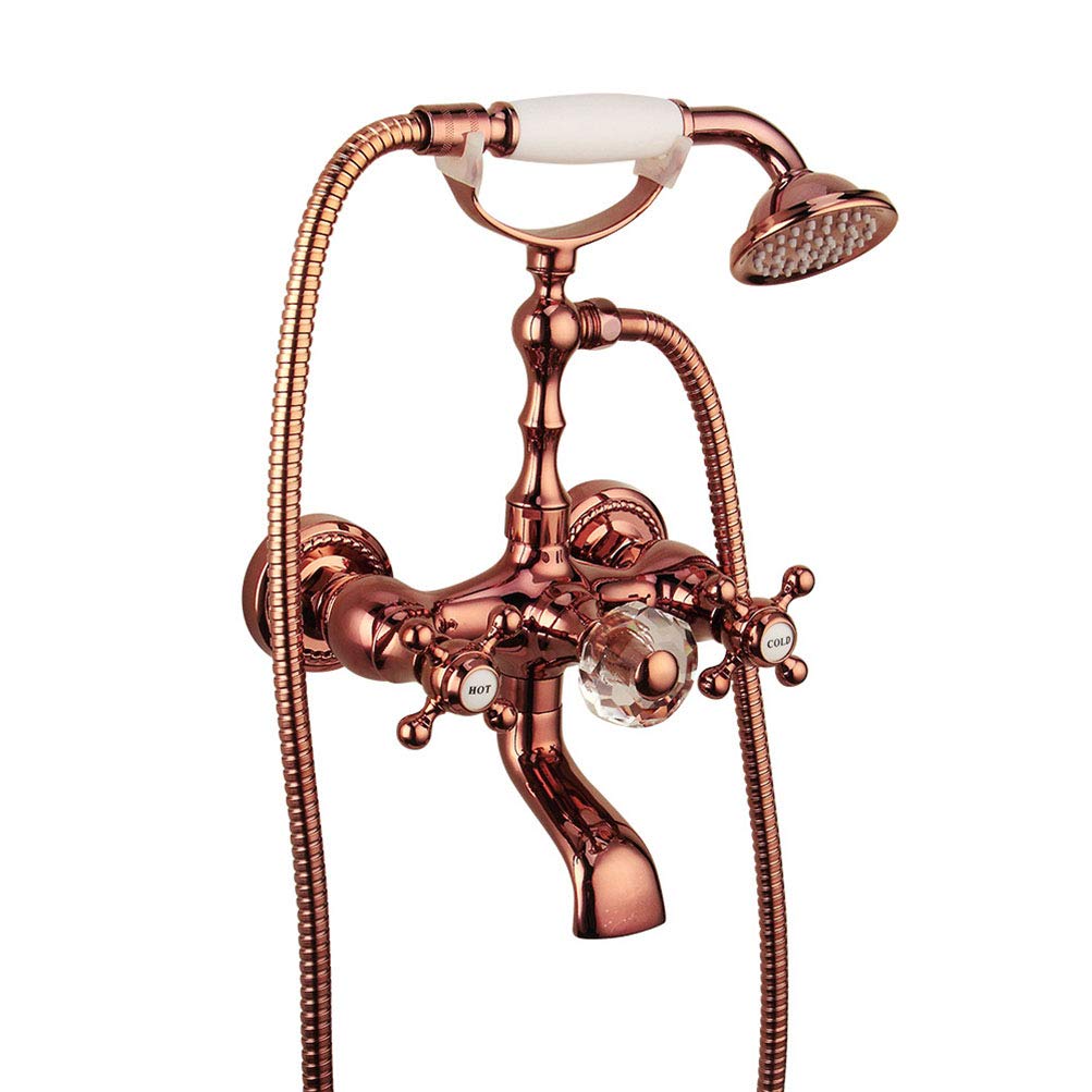 Premium Copper & Rose Gold Shower Set - Wall-Mounted Luxury Bathroom Fixture with High Pressure for Spa-Like Experience - Perfect for Modern Bathrooms & Master Suites