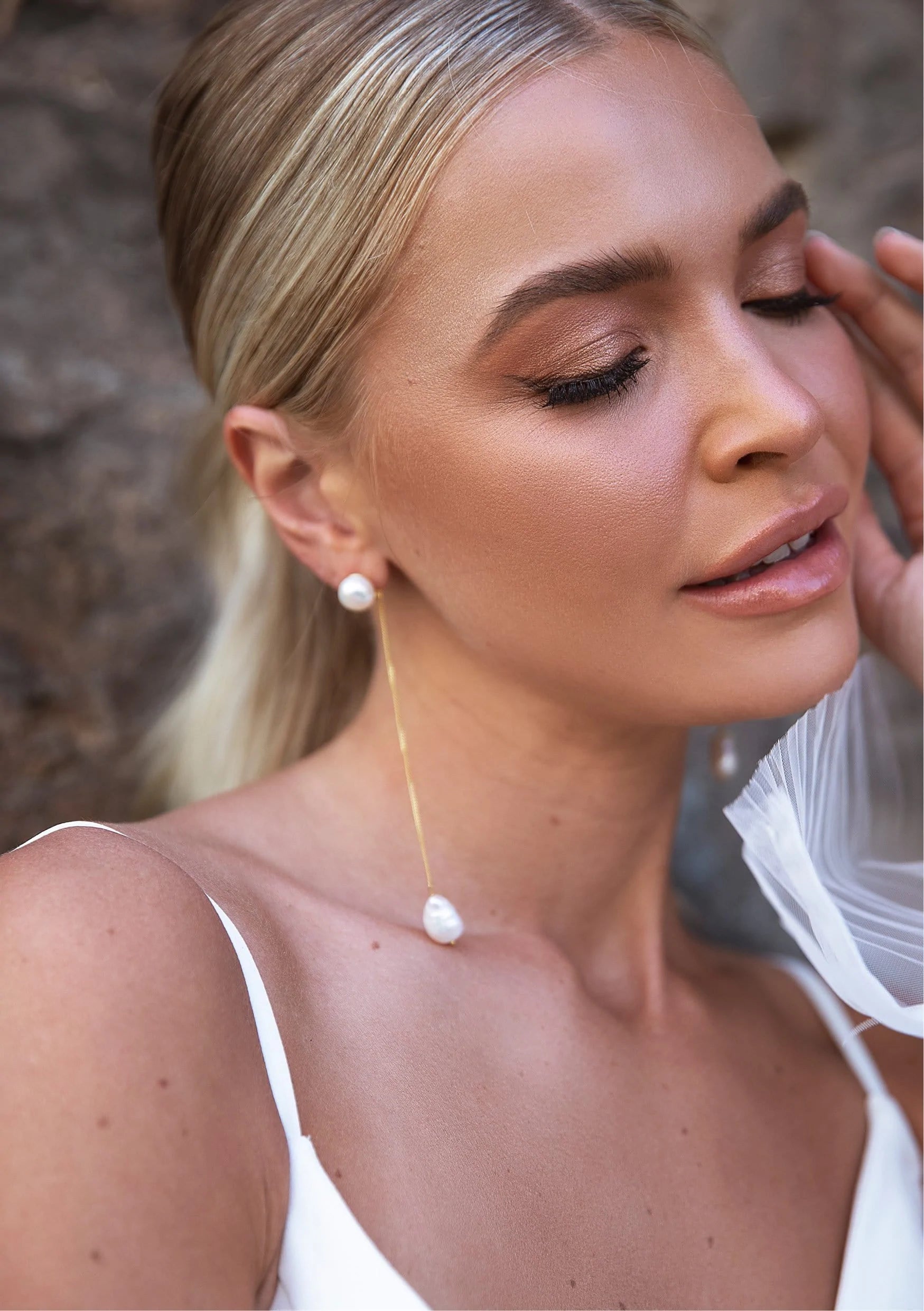 Lola Knight Maya Pearl Dangle Earrings - 18K Gold Plated Elegant Jewelry for Women, Perfect for Weddings, Parties & Special Occasions