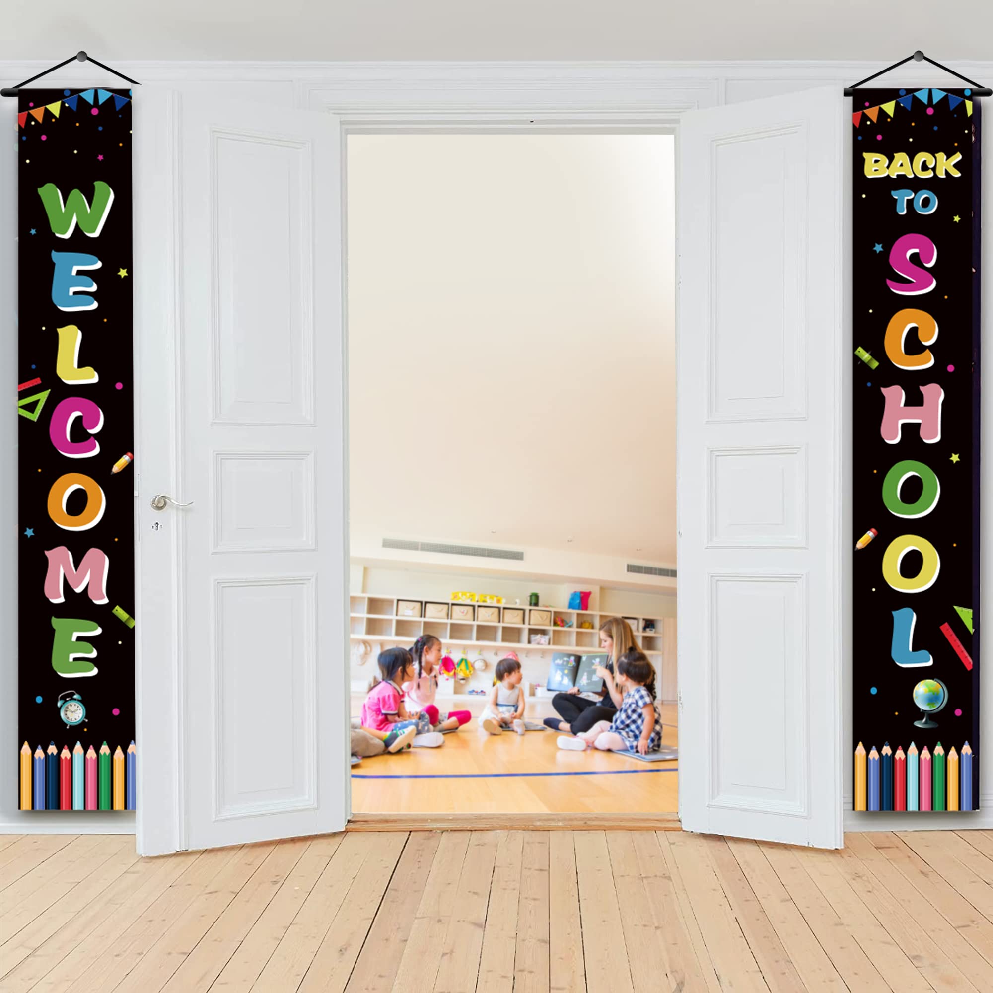 KatchOn Extra Large Welcome Back to School Banner - 72x12 Inch, First Day of School Decorations for Classroom Doors & Walls | Perfect for School Decor, Teacher Welcome Signs, Back to School Parties & Photo Backdrops