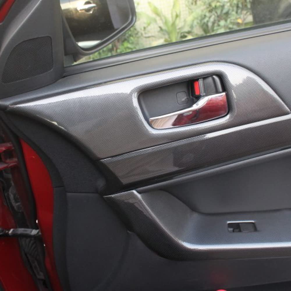 Carbon Fiber Black Inner Door Handle Bowl Cover Trim for Mitsubishi Lancer 2008-2017 (4pcs) - Upgrade Your Car Interior with Durable & Stylish Accessories for Enhanced Driving Experience