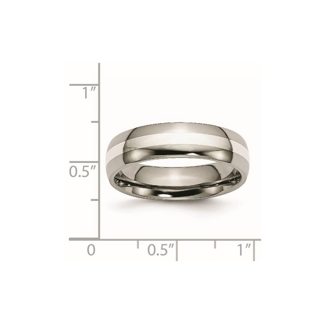 Titanium Sterling Silver Inlay Polished 6mm Wedding Band Ring for Women & Men - Elegant Unisex Wedding Jewelry for Engagement, Anniversary & Couple Gifts