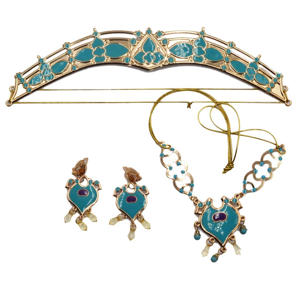 Elegant Women's Jasmine Headband & Drop Dangle Earrings Jewelry Set - Princess Costume Accessories for Parties, Weddings & Cosplay
