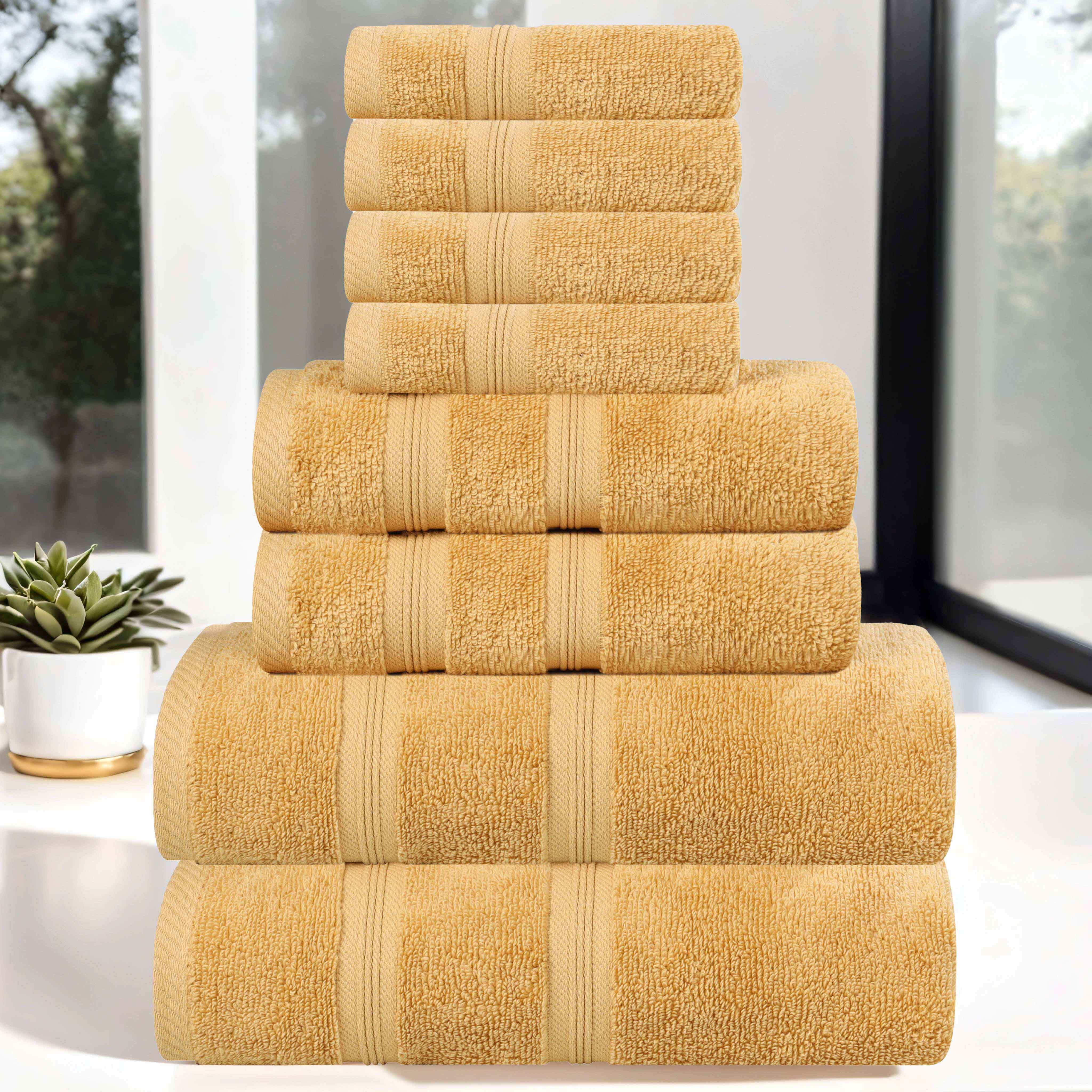 Smart Dry Zero Twist Cotton 8-Piece Towel Set - Ultra Soft & Absorbent Bath Towels for Spa, Gym & Luxury Home Use