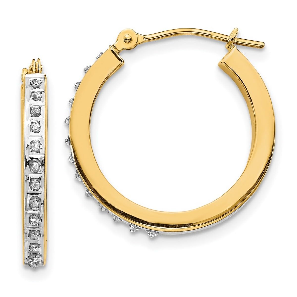 14K Gold Diamond Round Hinged Hoop Earrings for Women - White Gold & Yellow Gold Options | 5mm-20mm Hoop Sizes | Perfect for Weddings, Parties & Everyday Elegance