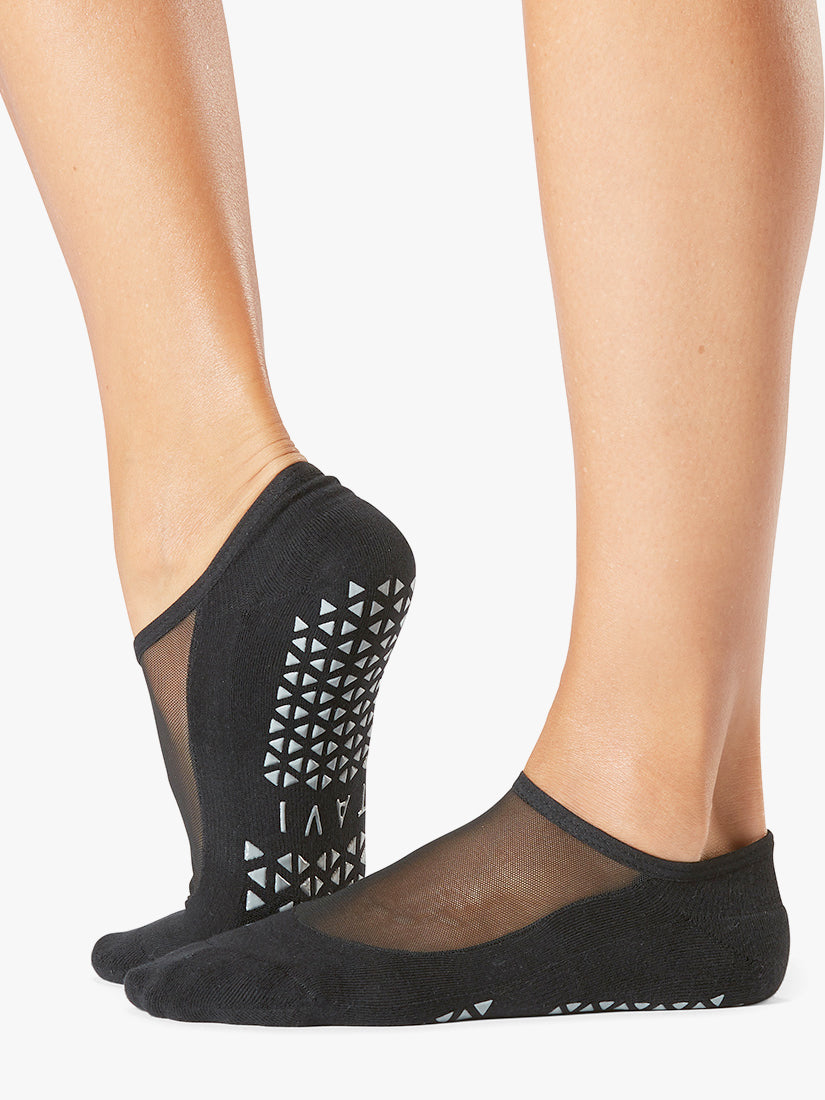 Tavi Noir Maddie Non-Slip Grip Socks for Women - Ebony Black - Perfect for Yoga, Pilates, Barre & Workout at Home or Gym