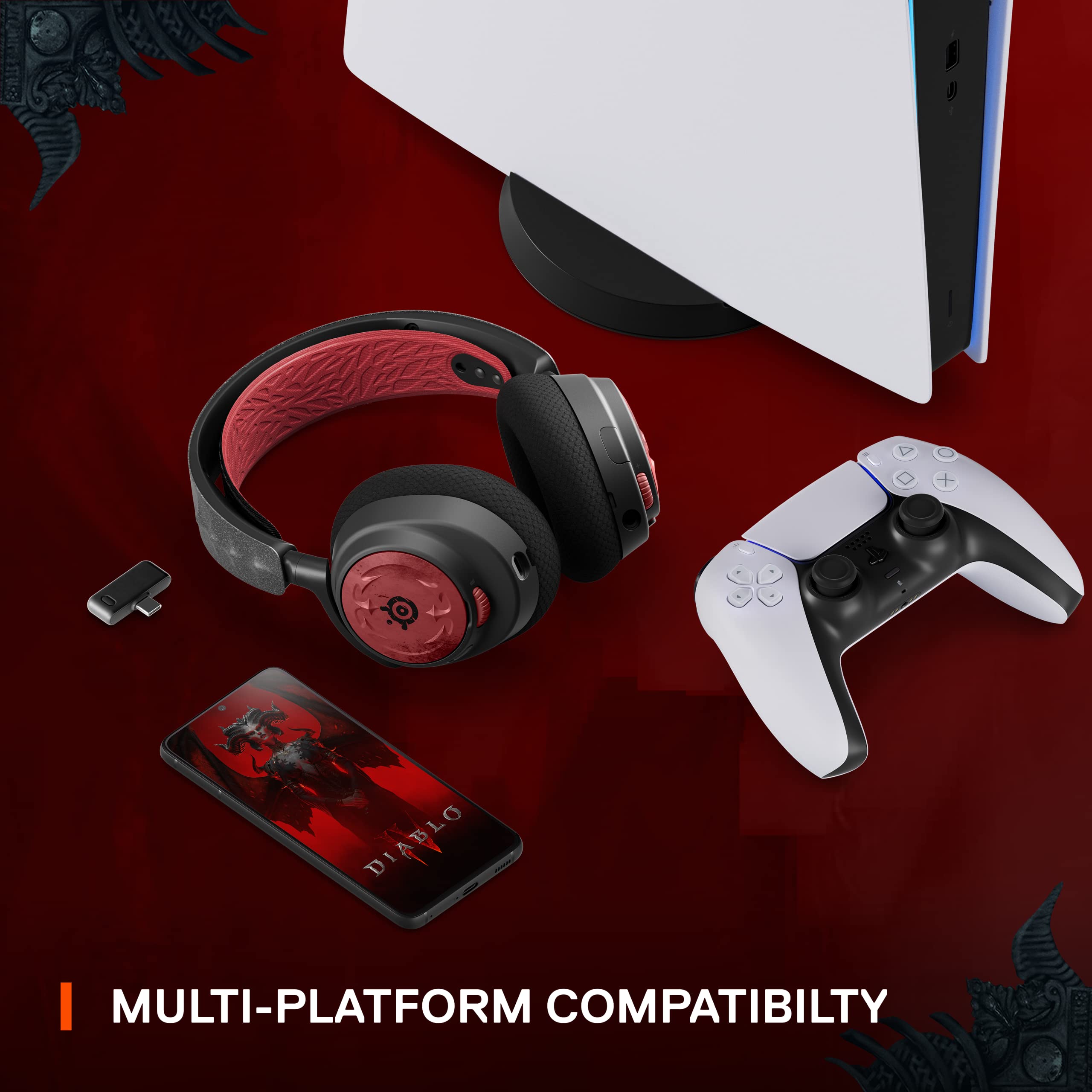 SteelSeries Arctis Nova 7 Wireless Gaming Headset - Multi-Platform (PC, PS5, Mac, Switch, Mobile) with Bluetooth & 38-Hour Battery - Diablo IV Edition with Free In-Game Item - Perfect for Competitive Gaming, Streaming & All-Night Play Sessions