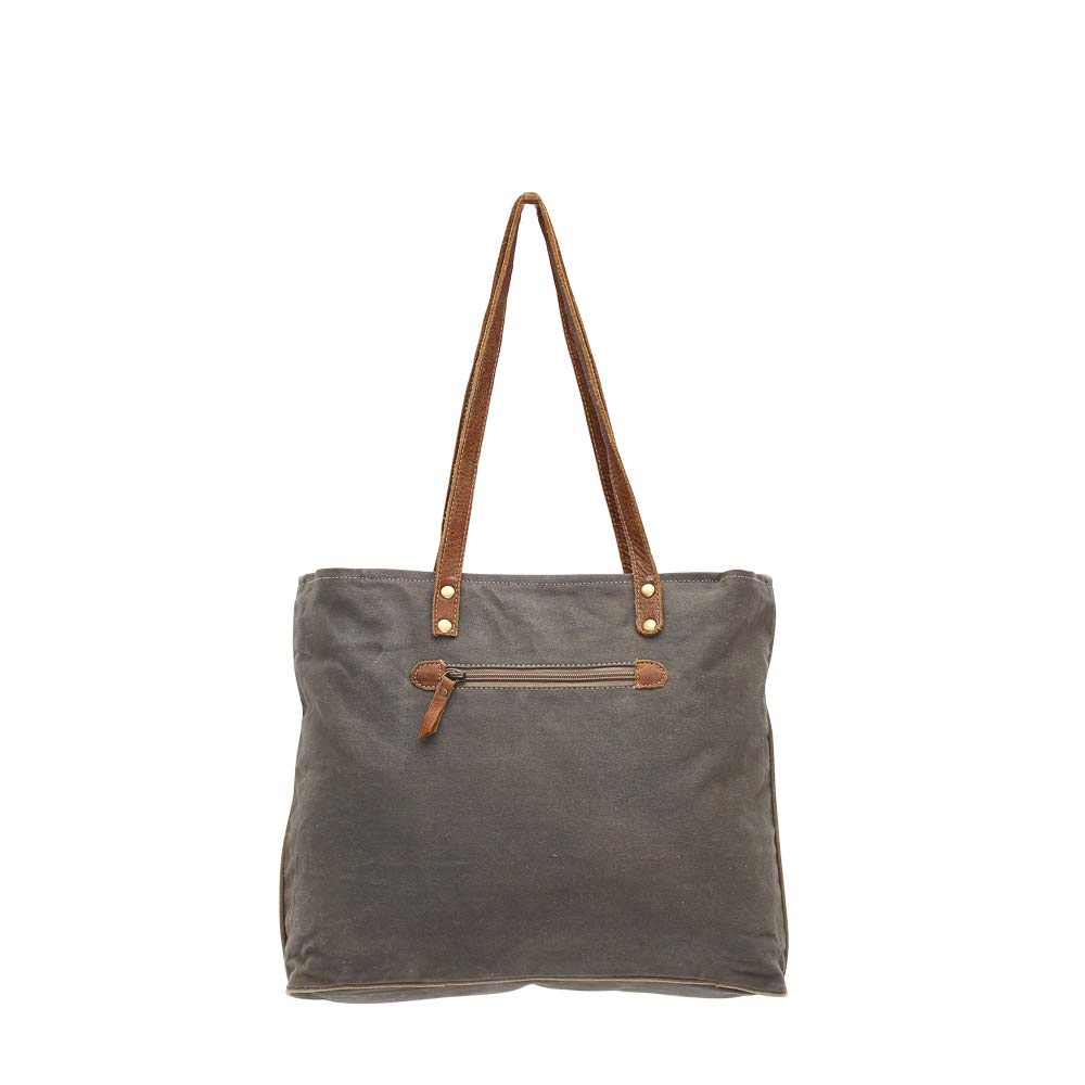 Myra Bags Upcycled Canvas Tote Bag - Eco-Friendly Bicycle Print Reusable Shopping Bag (Tan/Khaki/Brown, One Size) - Perfect for Groceries, Beach Trips & Farmers Market