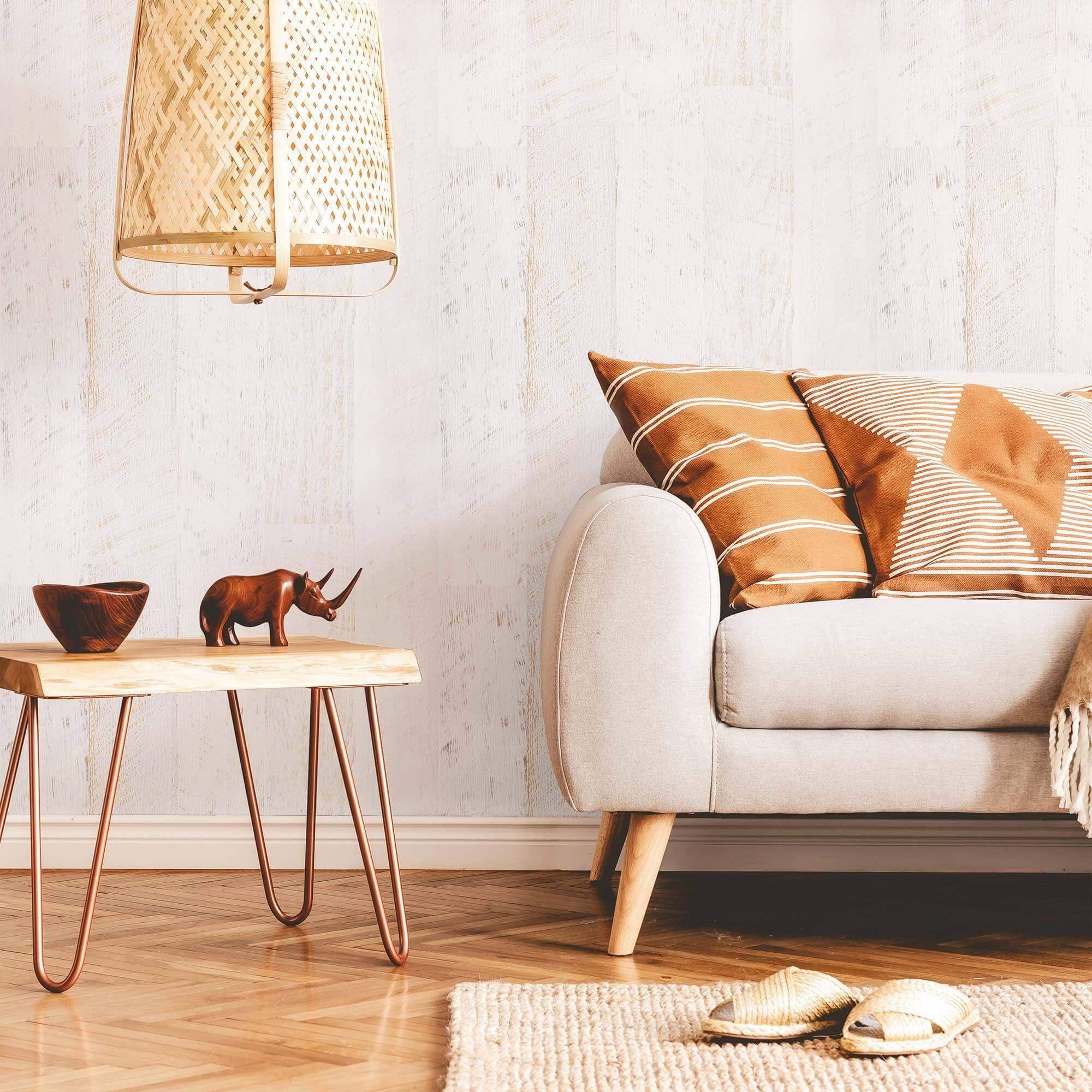 Beige Faux Wood Peel and Stick Removable Wallpaper - Self-Adhesive Decorative Wall Covering for Bedroom, Living Room, Kitchen & Office Decor