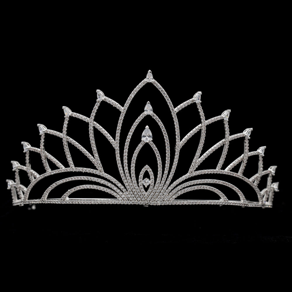 Elegant Cubic Zirconia Wedding Tiara - Bridal Hair Jewelry Crown for Bride TR16212 | Perfect for Weddings, Prom, Pageants & Special Occasions