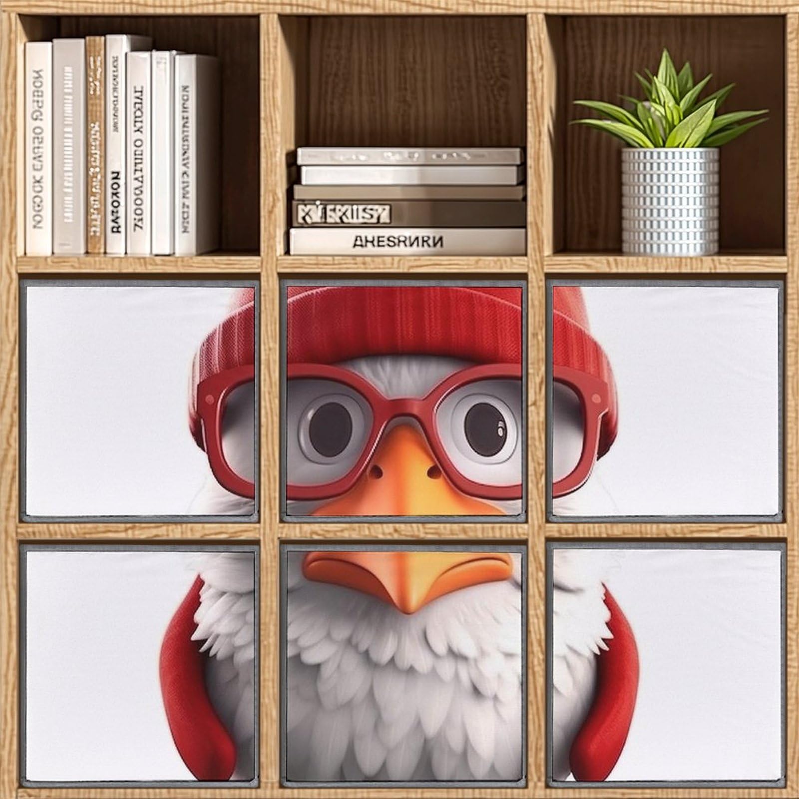 6-Pack Collapsible Storage Bins with Handles - Cartoon Bird with Glasses Design, Large Closet Organizer for Clothing, Toys & Home Organization | Perfect for Bedroom, Nursery & Office Storage Solutions