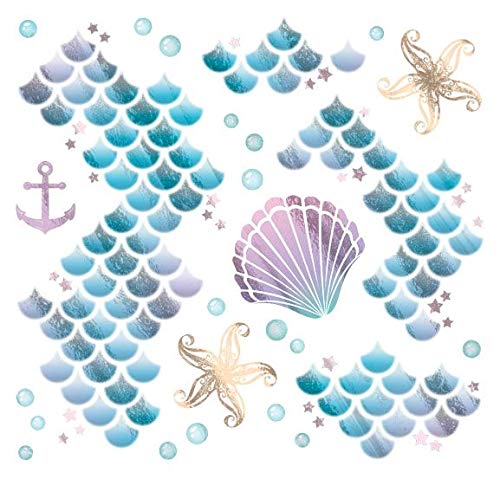 Realistic Halloween Temporary Face & Body Metallic Tattoo Makeup Kit for Men & Women - Mermaid Design - 2 Pack Costume Accessories for Halloween Parties, Cosplay & Themed Events