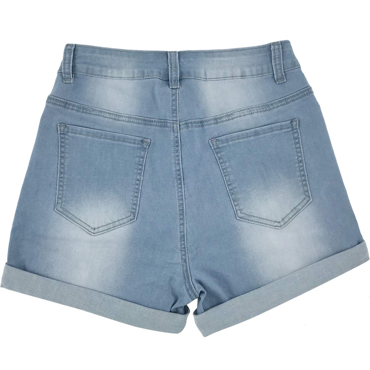 Vanberfia Women's Stretchy Denim Mid Rise Jean Shorts with Pockets - Comfortable & Stylish Casual Summer Shorts for Beach, Travel and Everyday Wear