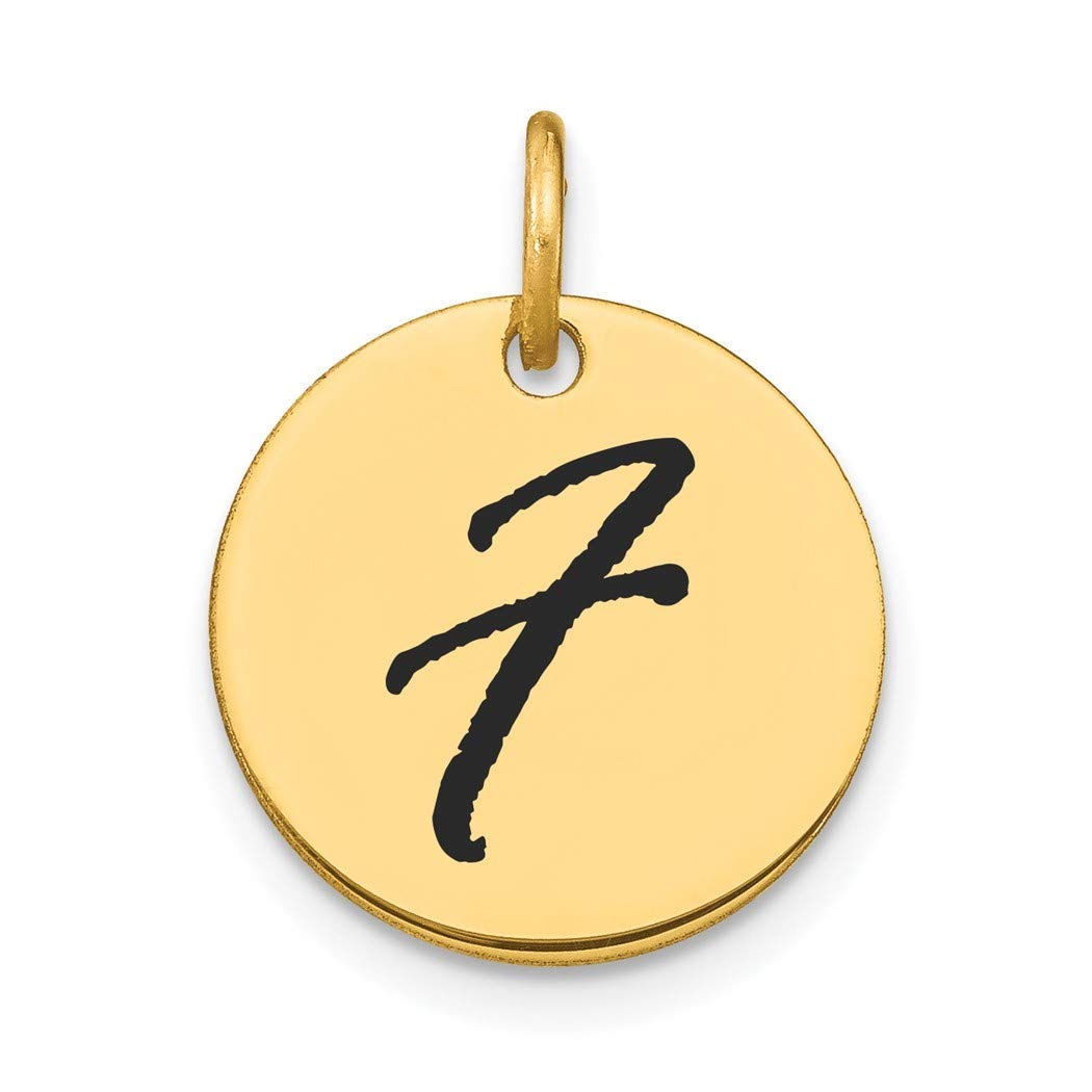 14K Gold Polished Letter Black Epoxy Initial Disk Charm Pendant Necklace for Women - Personalized Name Jewelry Gift for Her, Birthday, Anniversary & Everyday Wear