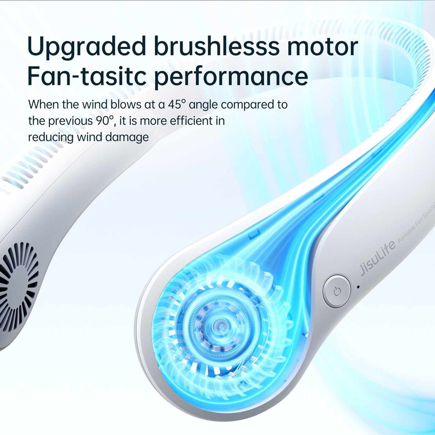JisuLife Neck Fan Life3 - Hands-Free Portable Bladeless Fan for Outdoor, Sports, Travel & Office Use - USB Rechargeable Cooling Fan with 3 Speeds