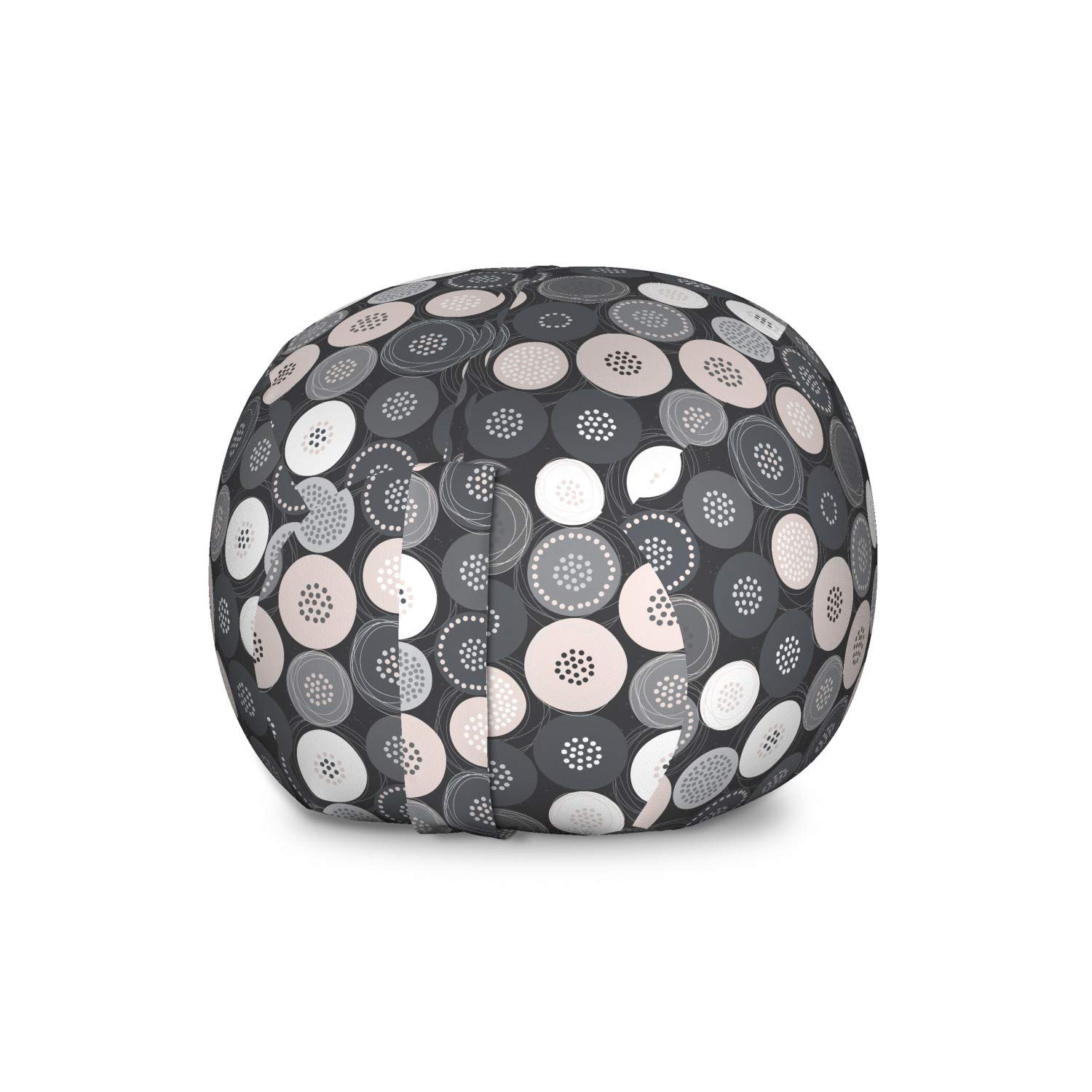 Ambesonne Beige and Grey Washable Storage Toy Bag Chair - Large Round Polka Dot Stuffed Animal Organizer for Kids' Room, Nursery, or Playroom - Dimgray Pale Salmon Design