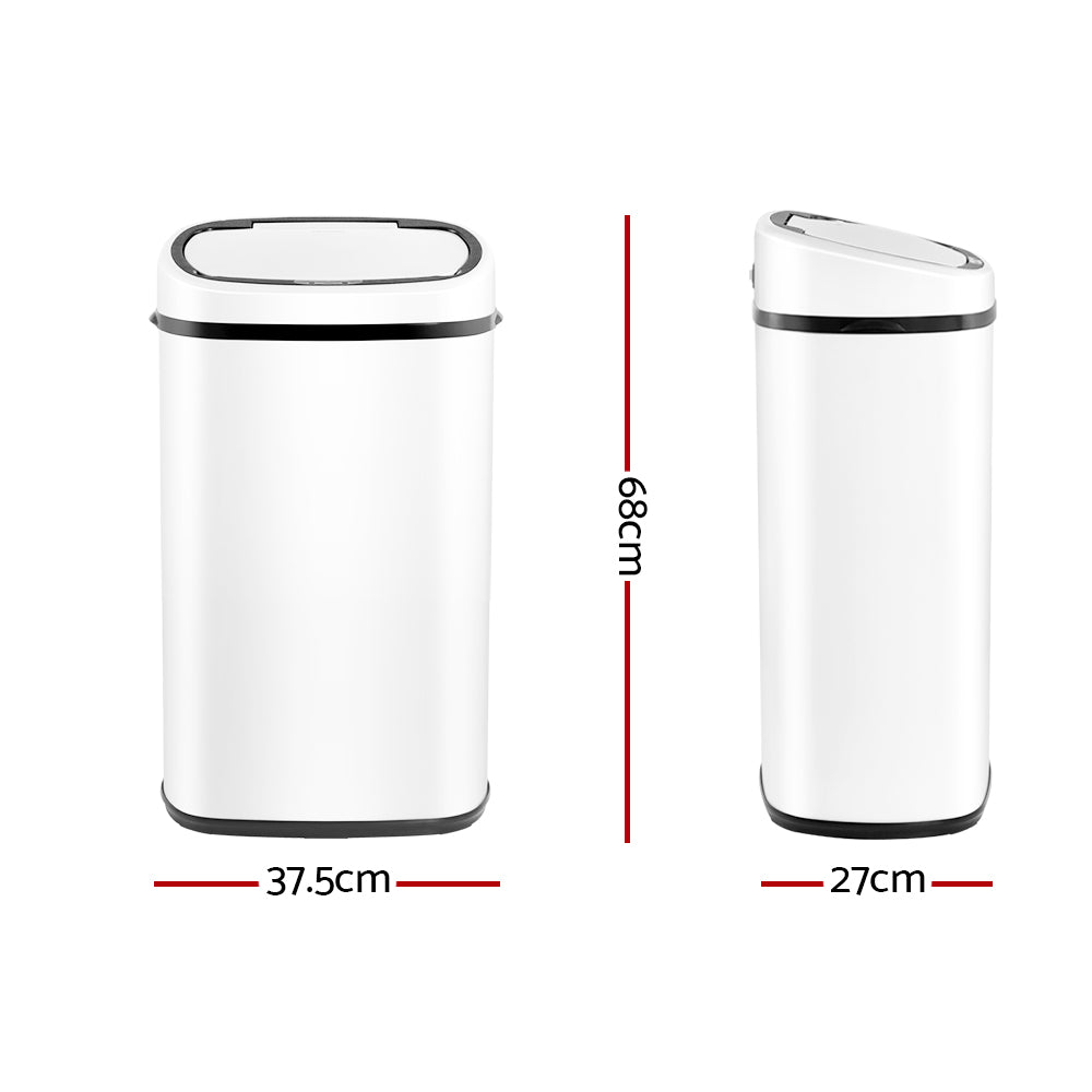 Devanti 58L Sensor Trash Can - Automatic Motion Sensor Waste Bin, Touchless Kitchen Garbage Can with Lid, White (Perfect for Kitchen, Bathroom, Office, and Home Use)
