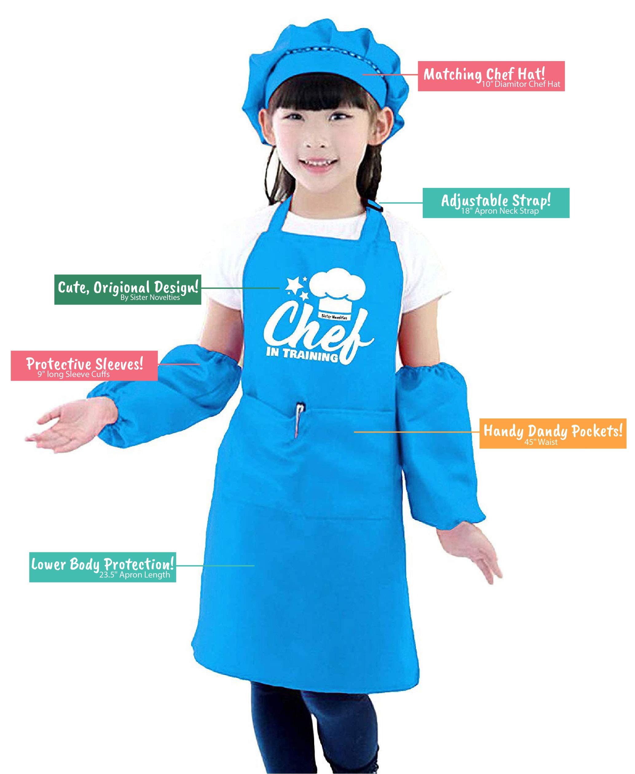 **Unicorn Rainbow Kids Kitchen Apron Set with Chef Hat & Recipe Cards - Light Green Baking Aprons for Girls & Boys - Perfect for Play Kitchens, Cooking Classes & Pretend Play**
