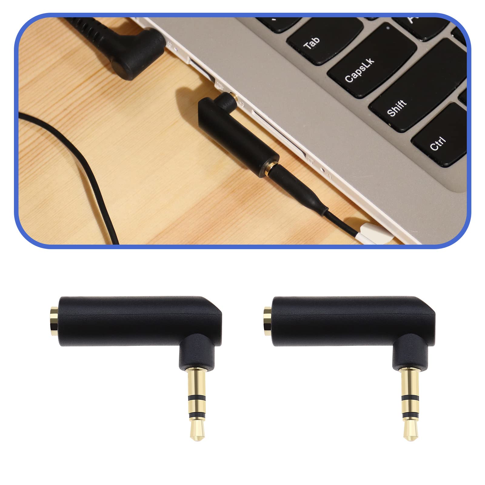 ECSiNG 3.5mm Gold Plated Right Angle Audio Adapter - 90 Degree Stereo Jack Connector for iPhone, Android, Laptop, Headphones & Gaming Headsets - Perfect for Travel, Office & Home Entertainment
