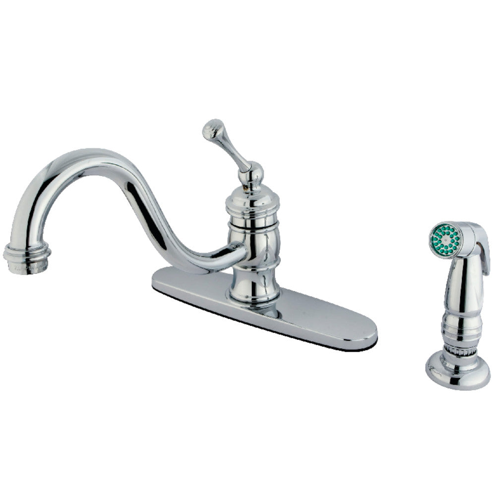 Kingston Brass KB3575BLSP 8 Inch Centerset Kitchen Faucet - Modern Single Handle Pull-Down Sprayer Faucet for Sink, Perfect for Home Kitchen & RV Use