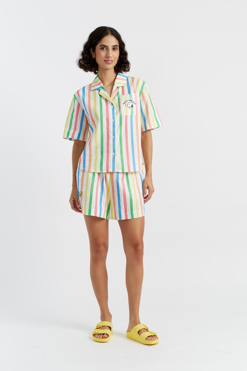 Stylish Multi Linen Cotton Snoopy Stripe Shorts for Men & Women - Perfect for Summer, Beach, and Casual Outings