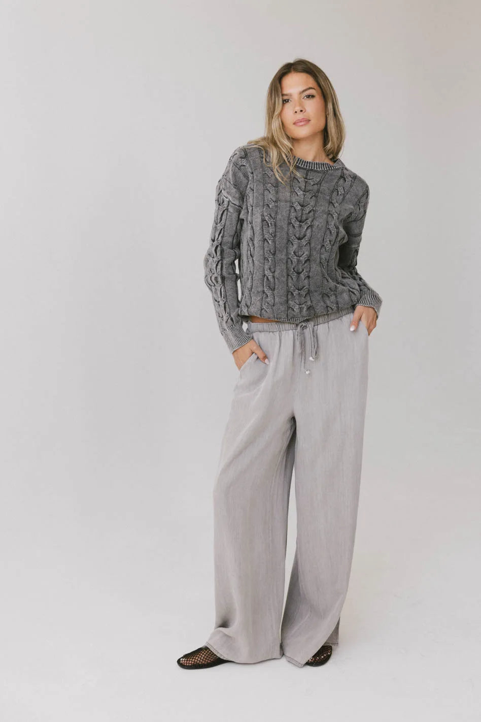 Luisa Wide Leg Pants for Women - Comfortable High Waist Grey Trousers | Office Wear, Casual Outfits & Travel Essentials