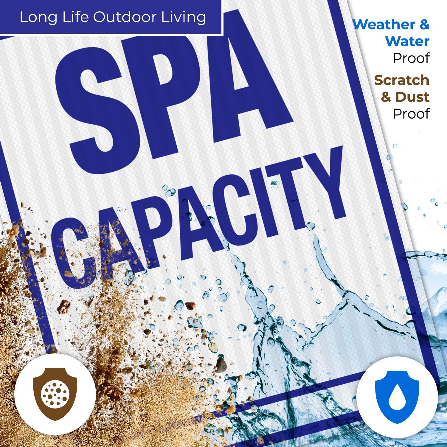 3M EGP Reflective Aluminum Spa Capacity Sign - 24x30 Inches, Fade Resistant, Indoor/Outdoor Use - Made in USA | Perfect for Pool Areas, Spas, and Public Facilities