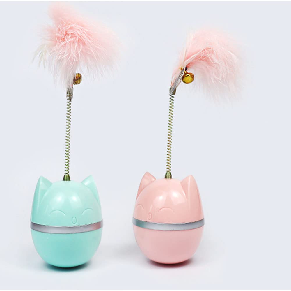 Durable Cat Toys Set - Interactive Tumbler Teaser Ball & Feather Wand for Boredom Relief - Bite-Resistant Cat Toys for Indoor Play, Exercise & Bonding with Your Pet