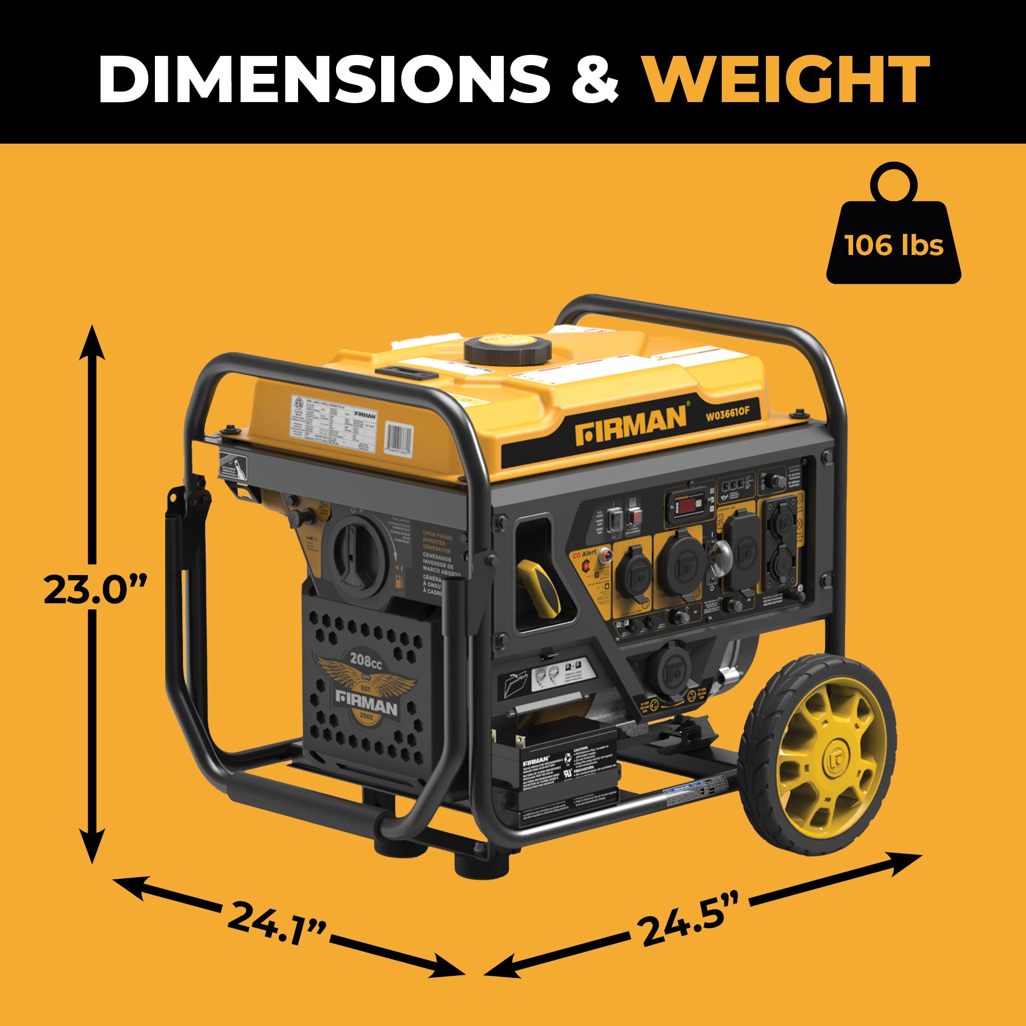 4500W Portable Inverter Generator with CO Alert & Recoil Start - Open Frame Design for Camping, RV Trips & Emergency Power Backup