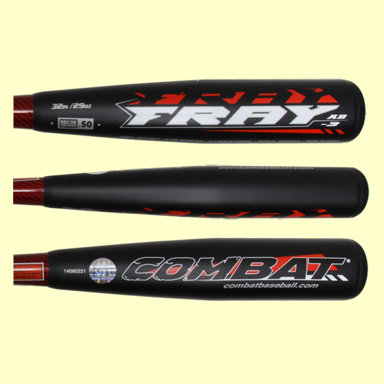 New 2015 Combat Fray AB Hybrid BBCOR Baseball Bat - Black/Red - Perfect for High School & College Players, Competitive Games & Training