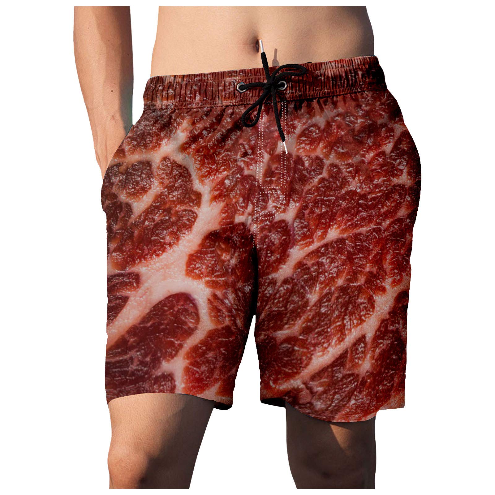 NAMTYQX Men's Casual 3D Printed Food Design Shorts - Summer Beach Swim Shorts & Jogger Pants for Outdoor Activities, Swimming, and Relaxation
