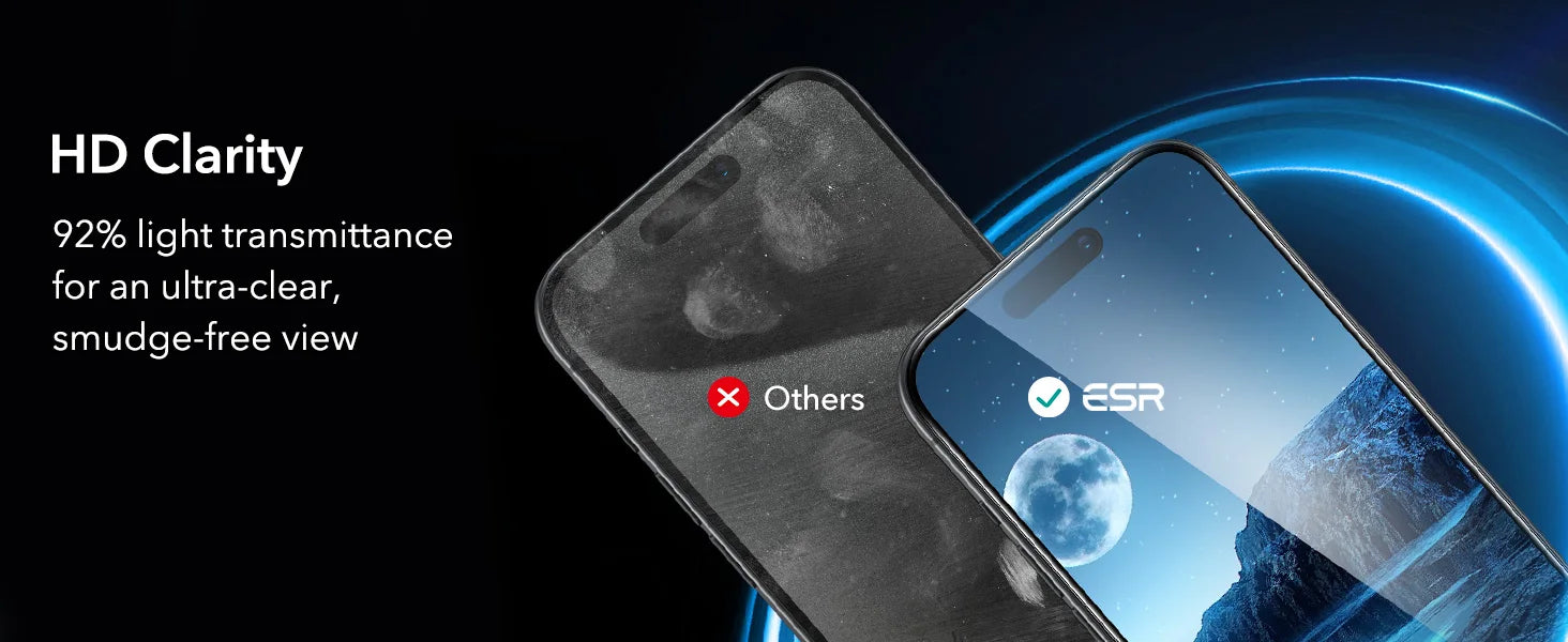 ESR iPhone 16 HD Tempered Glass Screen Protector - 9H Hardness, Anti-Scratch, Bubble-Free - Perfect for Everyday Use & Gaming Protection