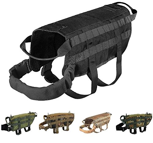 Tactical Dog Vest Harness for K9 Military & Hunting - MOLLE Compatible with Hook & Loop Patch Panel - Sizes XS, S, M, L, XL - Perfect for Outdoor Adventures, Training & Security Work