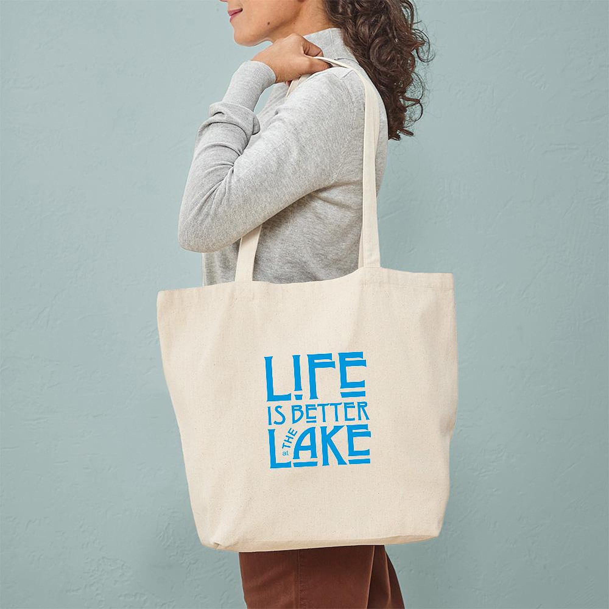 Life Is Better At The Lake Tote Bag - Natural Canvas Reusable Shopping Bag for Groceries, Beach Trips & Daily Errands